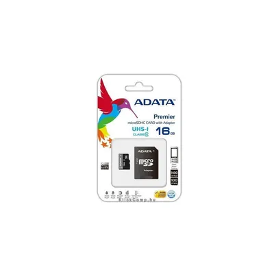 16GB SD MicroSD kártya Class10 + adapter ADATA AUSDH16GUICL10-RA1 fotó
