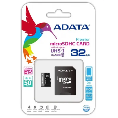 Memória-kártya 32GB SD micro SDHC Class 4 memória kártya adapterrel AUSDH32GCL4-RA1 fotó