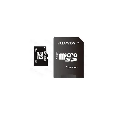 Memória-kártya 8GB MicroSDHC + Adapter CLASS4 AUSDH8GCL4-RA1 fotó