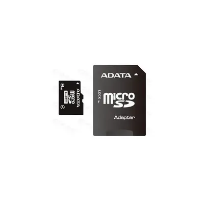 Memória-kártya 8GB microSDHC Class4 Adata Premier + adapter AUSDH8GCL4-RA1 fotó