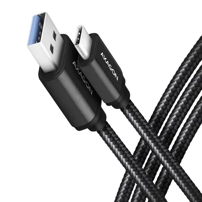 kábel USB-C 3.2 Gen 1 - USB-A 1m adatkábel harisnyázott fekete Axagon - Már nem forgalmazott termék Axagon-BUCM3-AM10AB fotó