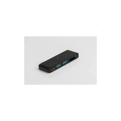 Kábel Átalakító USB-C - Multiport fekete; USB-C apa - 2xUSB3.0 USB-C anya; SD microSD kártyaolvasó BH89B fotó