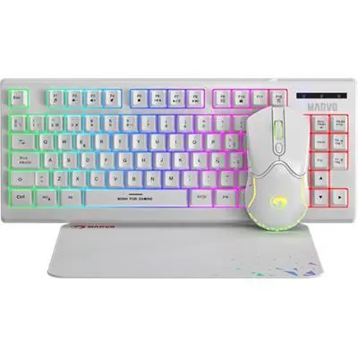 MARVO Loot 30 billentyűzet+egér+egérpad combo UK CM310-WH fotó