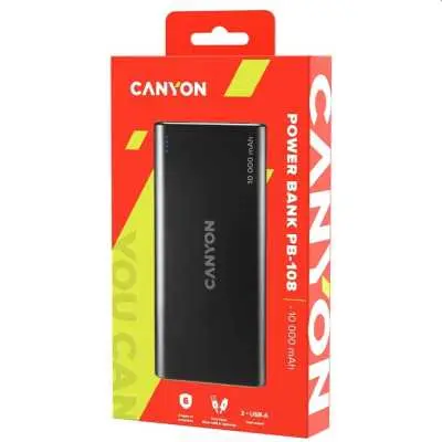 Akció Powerbank 10000 mAh Canyon PB-108 LiPo Lightning bemenet fekete CNE-CPB1008B fotó