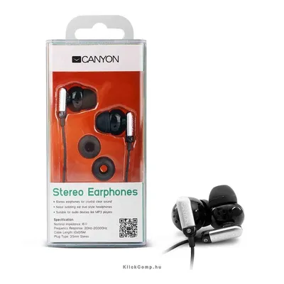 stereo earphone , color: black; 2 sizes of silicon ear-plugs to ensure a perfect fit, noise-isolating ear-bud style headphones, 1.2m cable CNR-EP09NB fotó