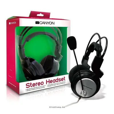 Headset , 20Hz-20kHz, Ext. Microphone, color Black , cable integrated volume control, adjustable, lightweight headband CNR-HS03N fotó