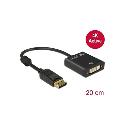 Displayport 1.2 dugós csatl. - DVI csatlakozóhüvely 4K aktív Delock-62599 fotó