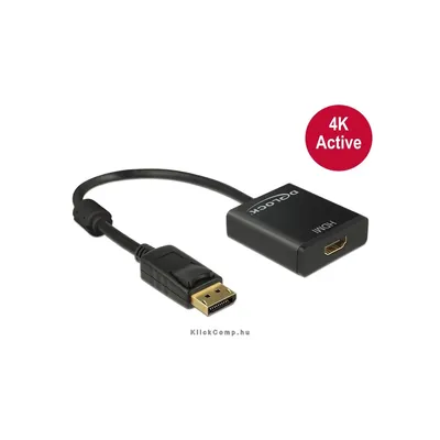 Displayport 1.2 dugós csatl. - HDMI csatlakozóhüvely 4K aktív Delock-62607 fotó
