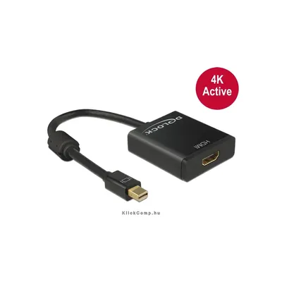 miniDisplayport 1.2 dugós csatl. - HDMI csatlakozóhüvely 4K aktív - Fekete Delock-62611 fotó