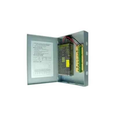 kamera tápegység 12VDC 10A, 9db sorkapocs kimenet, falra szerelhető, fém doboz EN-PSU9CH10A fotó