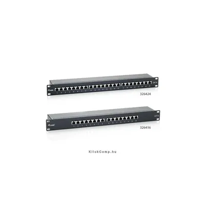 Cat6 patch panel 24 port, 1U, fekete, árnyékolt Delock
