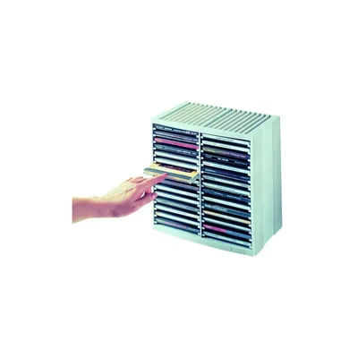 CD-tároló, automata kiemelőrendszerű, 30+18 db-os, FELLOWES &#34;Spring&#34;, platinaszürke FELLOWES-9823003 fotó