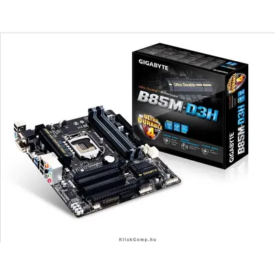 Alaplap B85 skt1150 4xDDR3 1600MHz 2xPCI-E 1xGBE LAN 4xSATA3 8xUSB2.0 4xUSB3.0 GIGABYTE B85M-D3H GA-B85M-D3H fotó