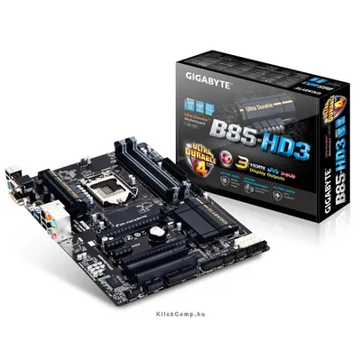 Alaplap B85 skt1150 4xDDR3 1600MHz 2xPCI-E 1xGBE LAN 4xSATA3 8xUSB2.0 4xUSB3.0 GIGABYTE B85-HD3 GA-B85-HD3 fotó