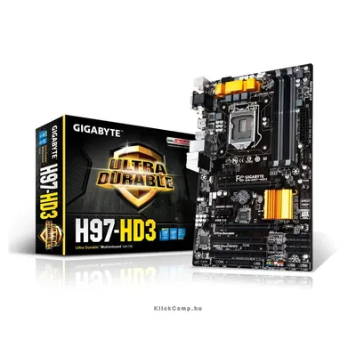 Alaplap H97 skt1150 4xDDR3 1600MHz RAID 2xPCI-E 1xGBE LAN 6xSATA3 8xUSB2.0 6xUSB3.0 GIGABYTE H97-HD3 GA-H97-HD3 fotó