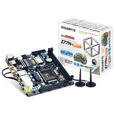 Z77N-WIFI mini-ITX skt1155 Z77, 2xDDR3 2800MHz, 2xSATA3, 2xGBE LAN, 6xUSB2.0, 4xUSB3.0 GA-Z77N-WIFI fotó