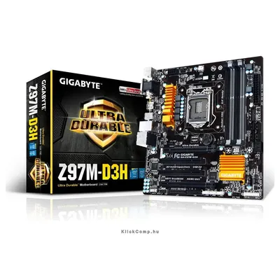 Alaplap Z97 skt1150 4xDDR3 3100MHz RAID 2xPCI-E 1xGBE LAN 6xSATA3 8xUSB2.0 6xUSB3.0 GIGABYTE Z97M-D3H GA-Z97M-D3H fotó