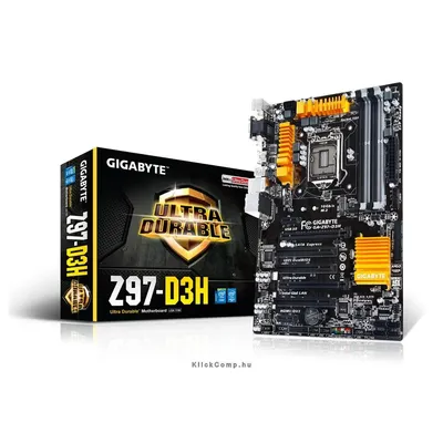 Alaplap Z97 skt1150 4xDDR3 3100MHz RAID 2xPCI-E 1xGBE LAN 6xSATA3 8xUSB2.0 6xUSB3.0 GIGABYTE Z97-D3H GA-Z97-D3H fotó
