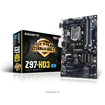 Alaplap Z97 skt1150 4xDDR3 3100MHz RAID 2xPCI-E 1xGBE LAN 6xSATA3 8xUSB2.0 6xUSB3.0 GIGABYTE Z97-HD3 GA-Z97-HD3 fotó