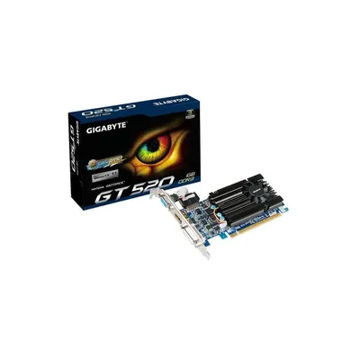 PCI-E Nvidia GT520 1024MB DDR3, 64bit, 810 1333MHz, Dsub, DVI, HDMI, Low Profile, Dual Slot Ventilátor 3 év GV-N520D3-1GI fotó