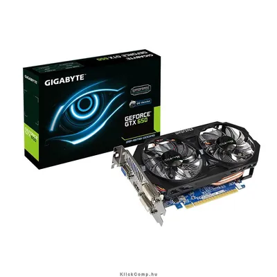 PCI-E Nvidia GTX650 WF2 2048MB, DDR5, 128bit, 1110 5000Mhz, 2xDVI, HDMI, D-SUB Dual Slot Ventilátor GV-N650WF2-2GI fotó