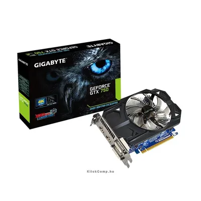 PCI-E Nvidia GTX750 OC 2048MB, DDR5, 128bit, 1137 5000Mhz, 2xDVI, 2xHDMI, Dual Slot Ventilátor GV-N750OC-2GI fotó
