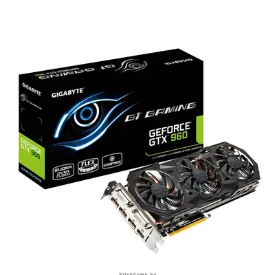 PCI-E Nvidia GTX960 G1 2048MB, DDR5, 256bit, 1241 7010Mhz, 2xDVI, HDMI, 3xDP, Dual Slot ventillátor GV-N960G1-GAMING-2GD fotó