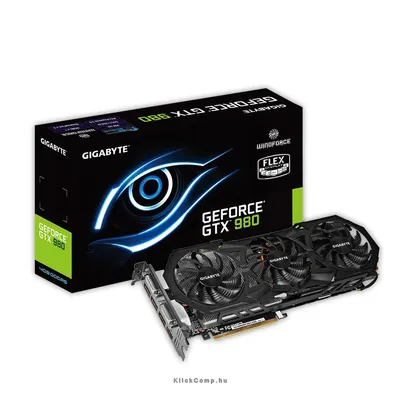 980GTX WINDFORCE 3X GAMING 4GB GDDR5 memory 256-bit, Dual-link DVI-I   DVI-D   HDMI   DisplayPort*3 GV-N980WF3OC-4GD fotó