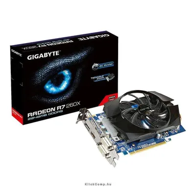 PCI-E AMD R7 260X 2048MB DDR5, 128bit, 1188 6500MHz, 2xDVI, DP, HDMI, Dual Slot Ventilátor GV-R726XOC-2GD fotó