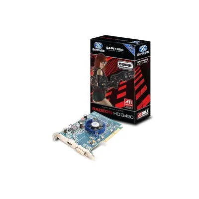 AGP Ati HD3450 512MB DDR2, 64bit, 600 800Mhz, DX10.1, DVI, HDMI, Passzív 2 év HD3450AGP512DDR2 fotó