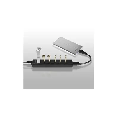 USB Hub 7 port USB3.0 Charging Hub Black AXAGON HUE-SA7BP fotó