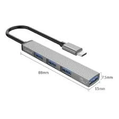 USB Hub 4 port, 1db USB-C be, 4DB USB3.0 ORICO-AH-13-GY-BP fotó