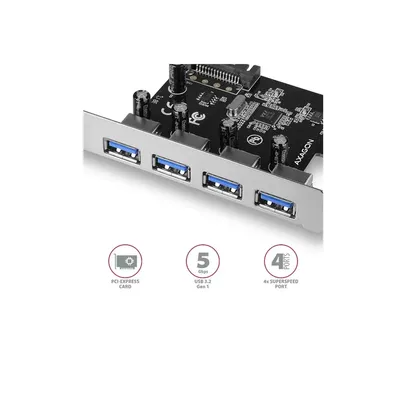 PCI Express Kártya 4 db külső USB3.2 portos 1sávos PCEU-430VL fotó