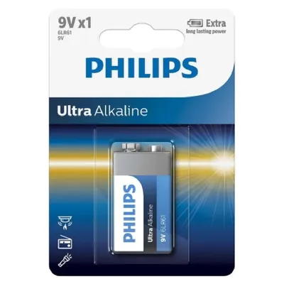 Elem Philips ultra alkáli 9V 6LR61 1db PH-UA-9V-B2 fotó