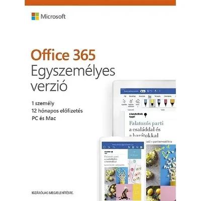 Microsoft Office 365 Personal (Egyszemélyes) P4 HUN 1 Felhasználó 1 év dobozos irodai programcsomag szoftver QQ2-00784 fotó