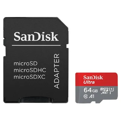 64GB Memória-kártya microSD SanDisk Ultra 140MB/s A1 Class10 +adapter - Már nem forgalmazott termék SANDISK-215421 fotó