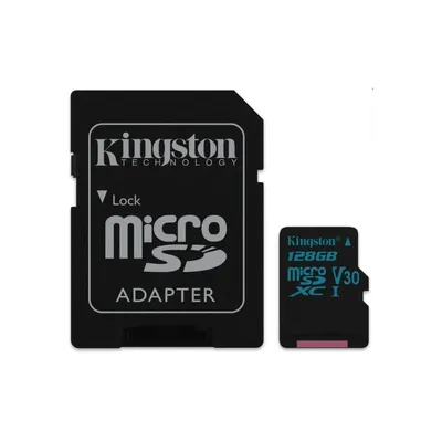 Memória-kártya 128GB SD micro Canvas Go SDXC Class 10 UHS-I U3 Kingston  SDCG2 128GB adapterrel SDCG2_128GB fotó