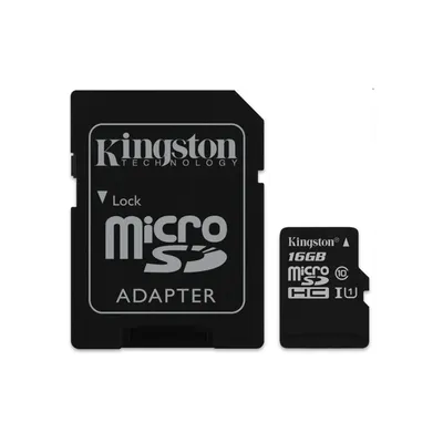 Memória-kártya 16GB SD micro SDHC Class 10  UHS-I Kingston Canvas Select 80R SDCS/16GB adapterrel SDCS_16GB fotó