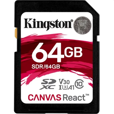 Memória-kártya 64GB SD (SDXC Class 10  UHS-I U3) Kingston Canvas React SDR 64GB SDR_64GB fotó