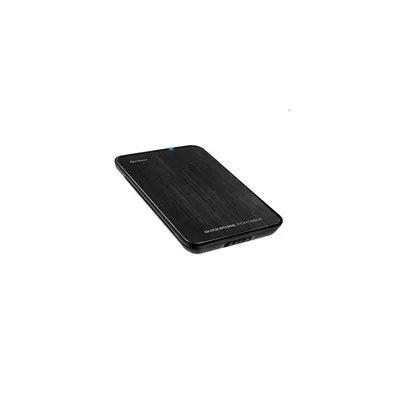 Külső HDD Ház 2.5&#34; QuickStore Portable fekete; max 9,5mm 2,5&#34; Sata HDD USB csatl.; szálcsiszolt felső r. SHARK-4044951009220 fotó