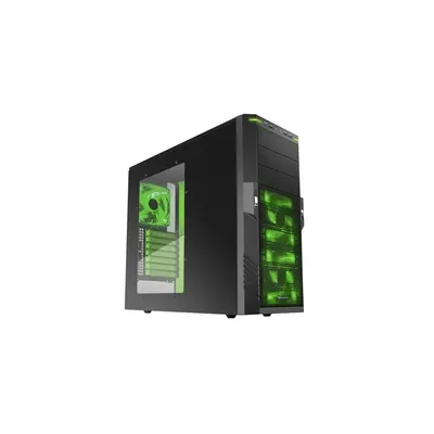 Számítógépház ATX mATX alsó táp 3x120mm zöld v 2xUSB3.0