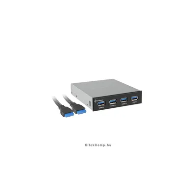 USB3.0 Hub Beépíthető Frontpanel C 3,5" helyre építhető; 4port; USB3.0; fekete; alaplapi USB csatlakozó SHARK-4044951012220 fotó