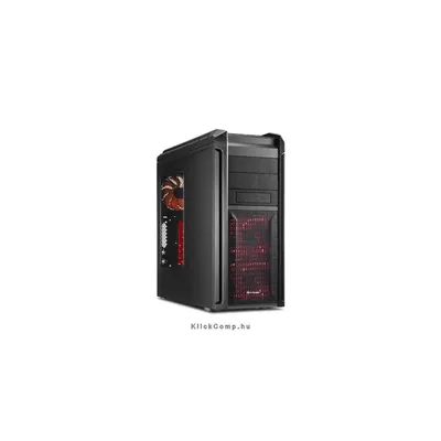 Számítógépház Tauron fekete; vörös belső; ATX,mATX; alsó táp; 3x120mm+170mm v.; 2xUSB3.0, 2xUSB, I O Acryl SHARK-4044951012275 fotó