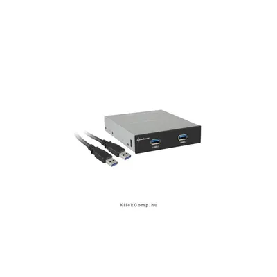 USB3.0 Hub Beépíthető Frontpanel A 3,5" helyre építhető; 2port; USB3.0; fekete; hátlapi USB csatlakozó SHARK-4044951012350 fotó