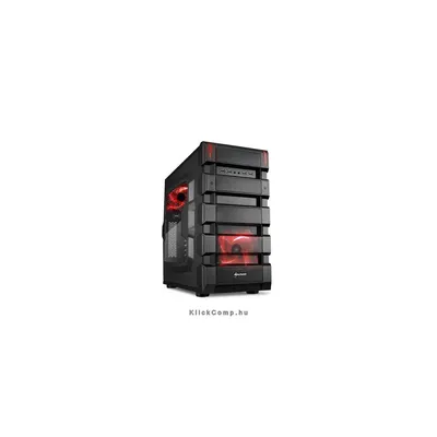 Számítógépház ATX mATX 2xUSB3.0 2xUSB2.0 I/O SHARKOON BD28 &#34;Bulldozer&#34; fekete vörös belső ablakos SHARK-4044951015818 fotó