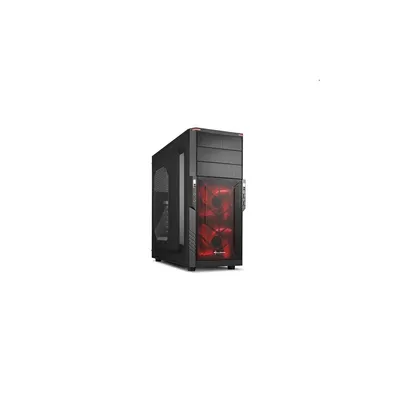 Számítógépház ATX mATX Sharkoon T3-W fekete vörös belső alsó táp SHARK-4044951017546 fotó