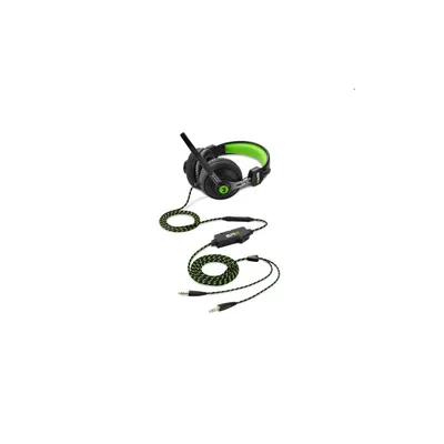 Fejhallgató Sharkoon Rush ER2 fekete-zöld mikrofon hangerőszabályzó  nagy-párnás SHARK-4044951018253 fotó