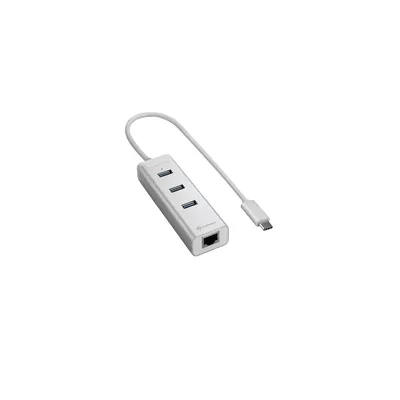 USB Hub USB3.0 3port +RJ45 Type C Aluminium Hub Fekete - Már nem forgalmazott termék SHARK-4044951019021 fotó