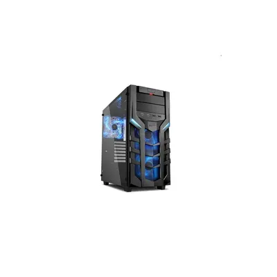 Számítógépház ATX mATX mITX alsó táp fekete-kék üveg ablakos Sharkoon DG7000-G SHARK-4044951019366 fotó