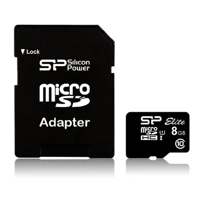 8GB Memória-kártya micro SDHC Class10 adapterrel SP008GBSTHBU1V10 fotó